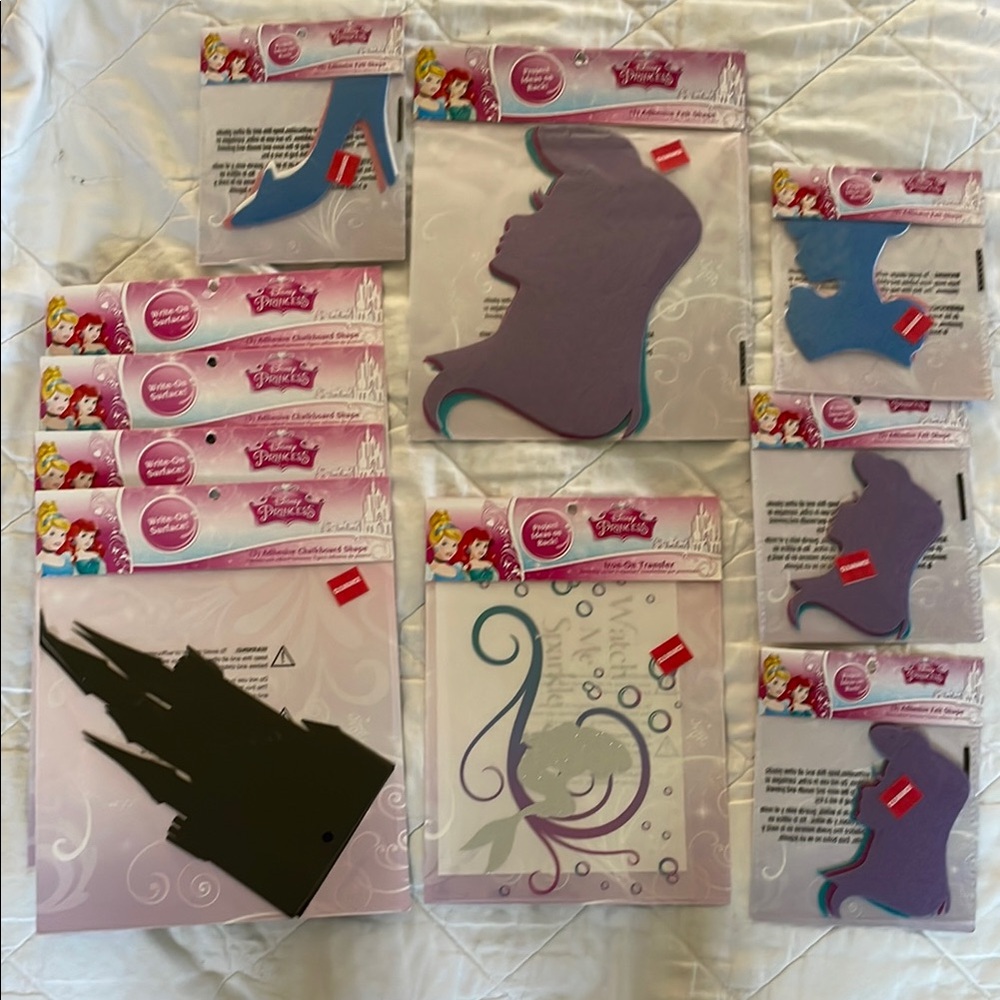 Disney Princess Silhouette and Castle Stencil Collection - Purple, Blue, Black